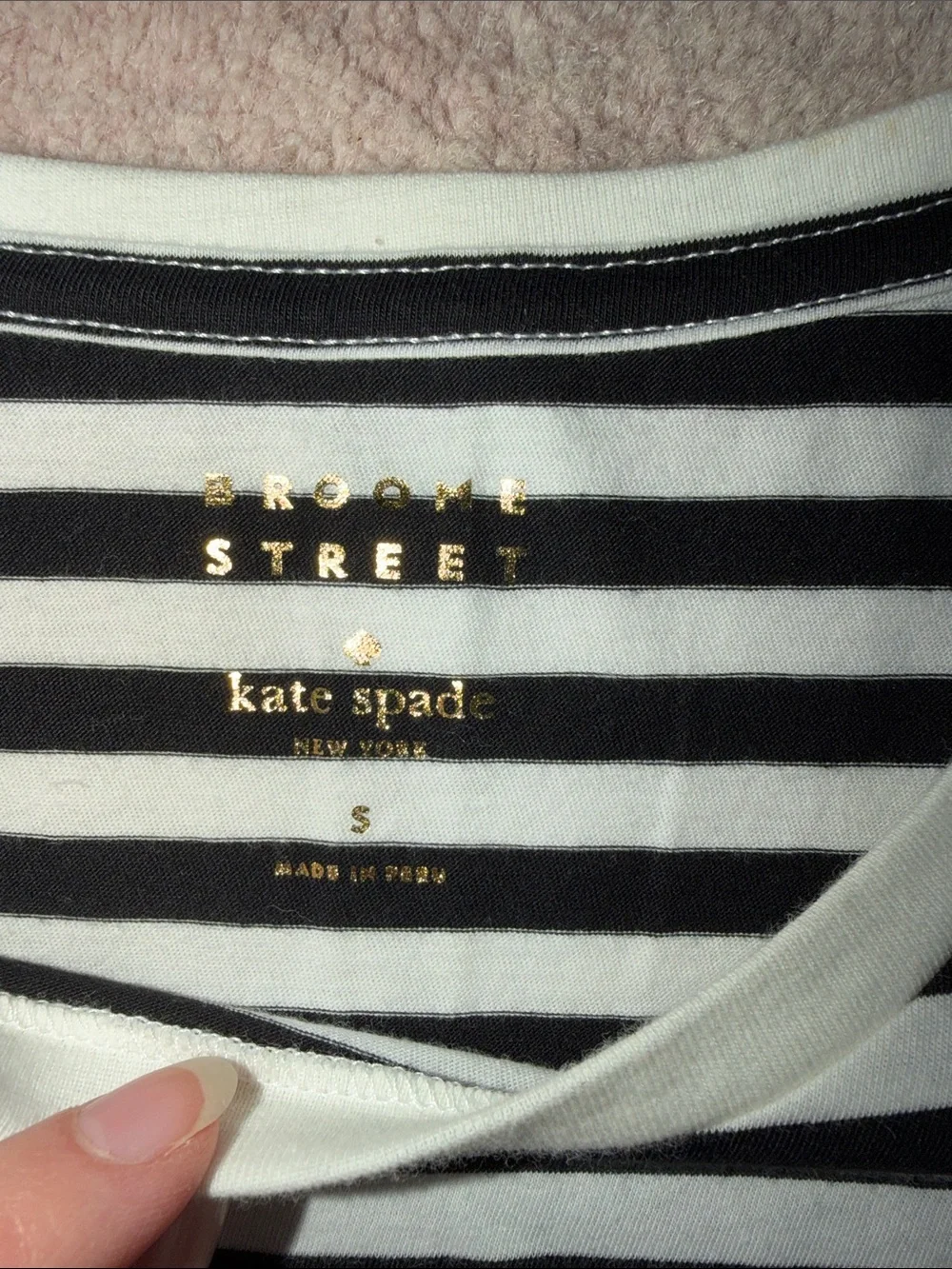 NEW kate spade Black & White Striped Tee with Red 'EXTRA SPICY' Writing